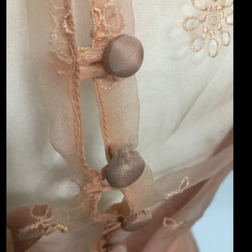 Vintage 1980s Does 1930s Ruffle Bow Sleeve Diamante Princesscore Gown - Picture 6 of 8